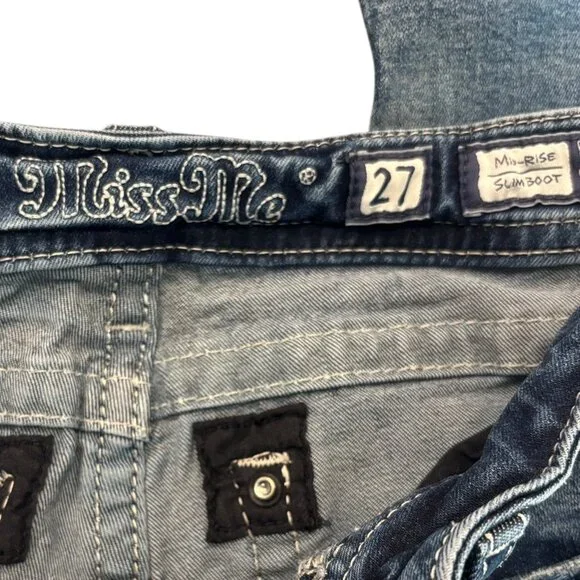 Miss Me Blue Boot Cut Jeans with Star Design - Picture 10 of 15